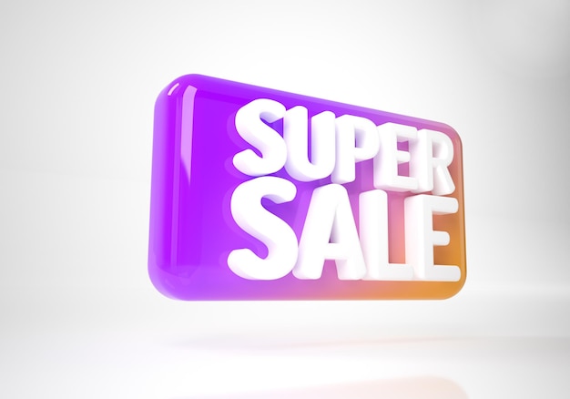 Super sale 3d text banner sales discount 3d render graphic\
color tag label isolated on white background