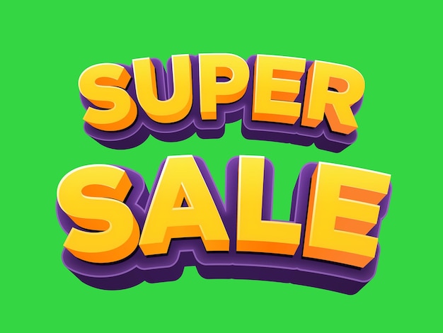 Заголовок с текстовым эффектом Super Sale 3D