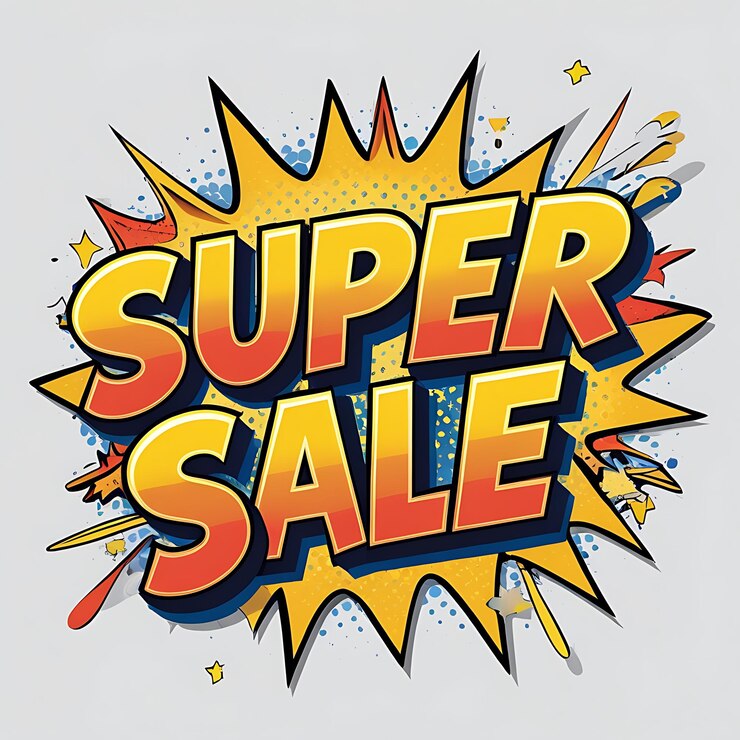 Foto super sale comic stijl aankondiging grafisch