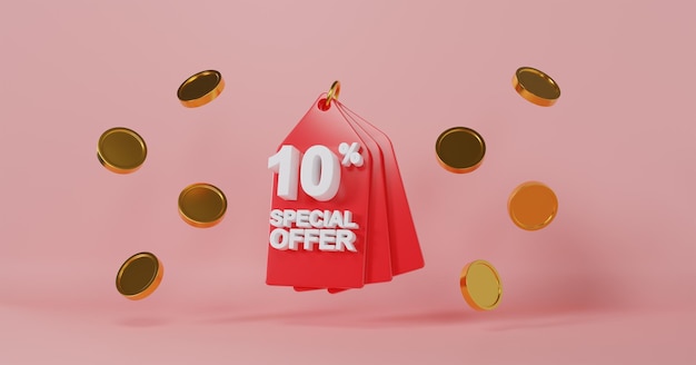 Super Sale Offer 10 Percent Discount with Red Background