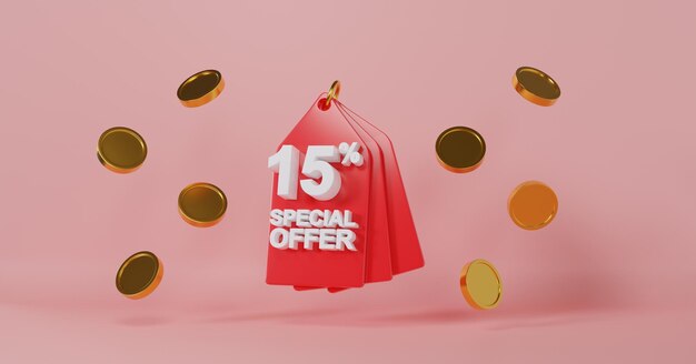 Super Sale Offer 15 Percent Discount with Red Background