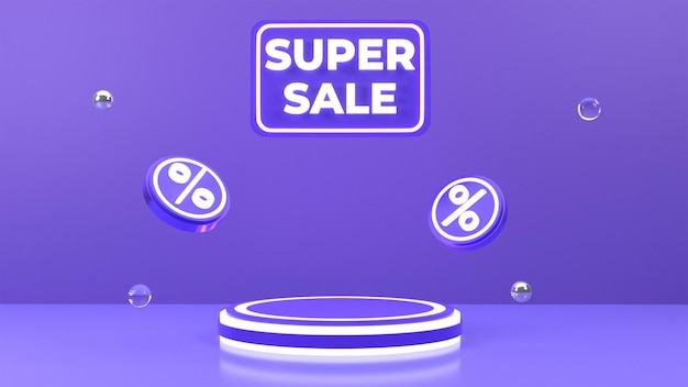 Super sale podium mockup display voor productpresentatie met lege ruimte