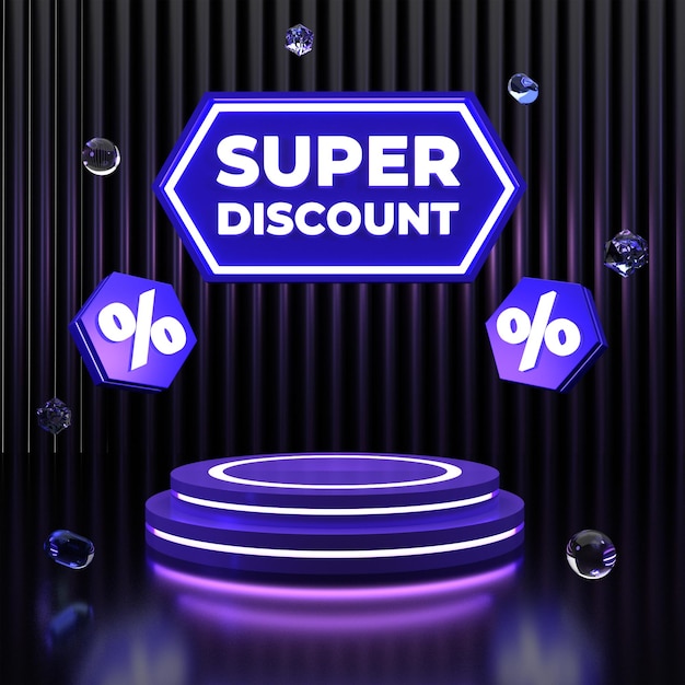 Super sale podium mockup display voor productpresentatie met lege ruimte