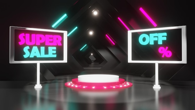 Super Sale Podium Product Background With Light Text