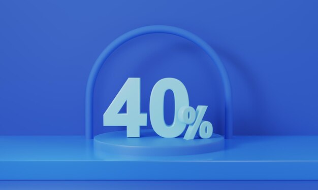 Super sale podium with discount offer 40 percent on blue background