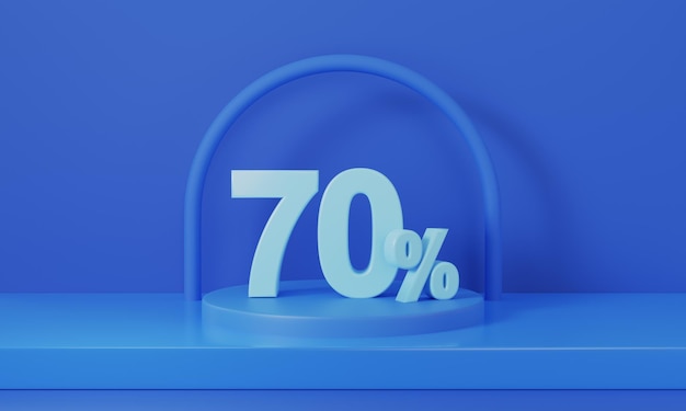 Super Sale Podium with Discount Offer 70 Percent on Blue Background