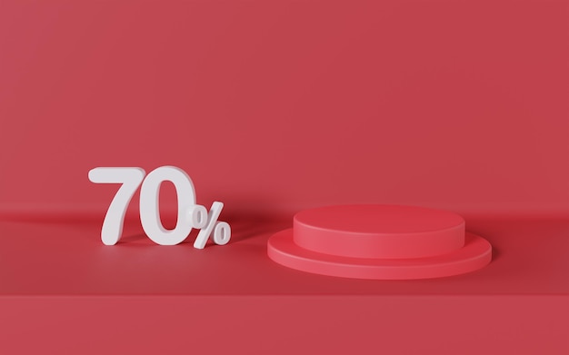 Super Sale Podium with Discount Offer 70 Percent on Red Background