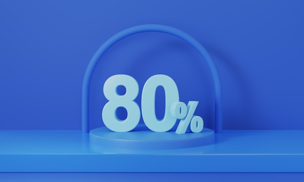 Super Sale Podium with Discount Offer 80 Percent on Blue Background