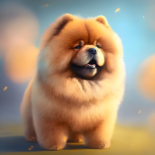 Super schattige Chow Chow in de stijl van pixar cartoon generatieve ai