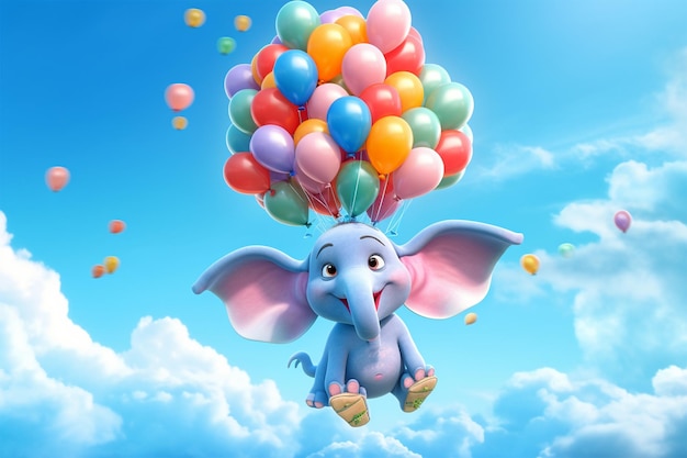 super schattige kleine babyolifant weergegeven in de stijl van pixar cartoon