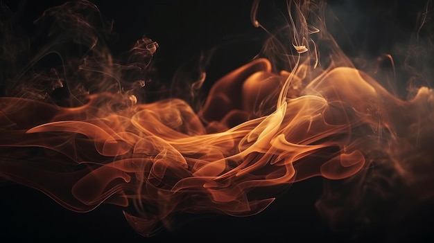 Super slow motion of flames isolated on black background Generative ai