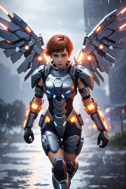 Super soldier girl futuretech illustration