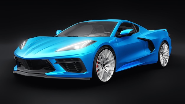 super sports car on a black background 3d illustration