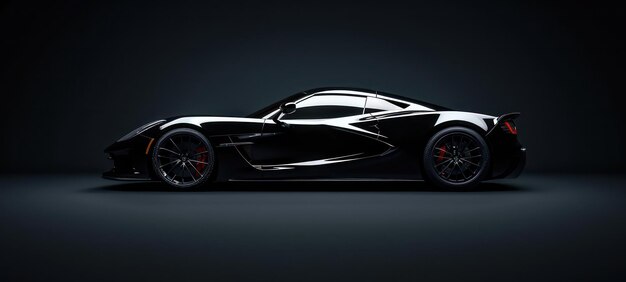 Super sports car on a black background 3d illustration