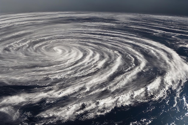 Глаз урагана супертайфуна над морским океаном стихийное бедствие