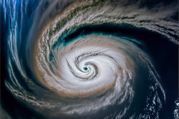 写真 海の上のスーパー台風。ハリケーンの目。