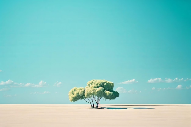 Superb minimalism tree on landscape winter in pastel color Created with Generative AI technology