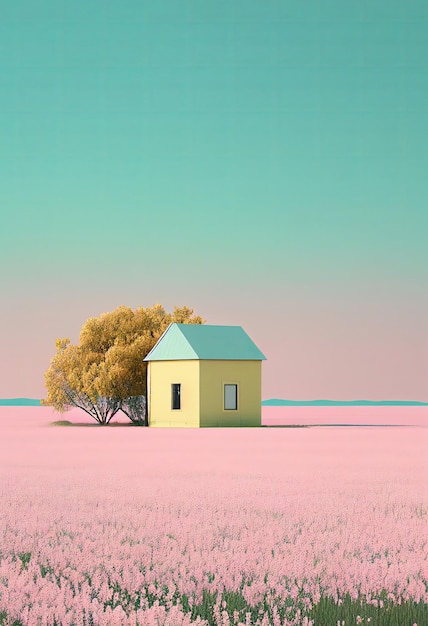 Superb minimalism tree on landscape winter in pastel color Created with Generative AI technology