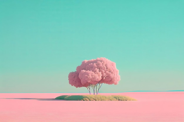 Superb minimalism tree on landscape winter in pastel color Created with Generative AI technology