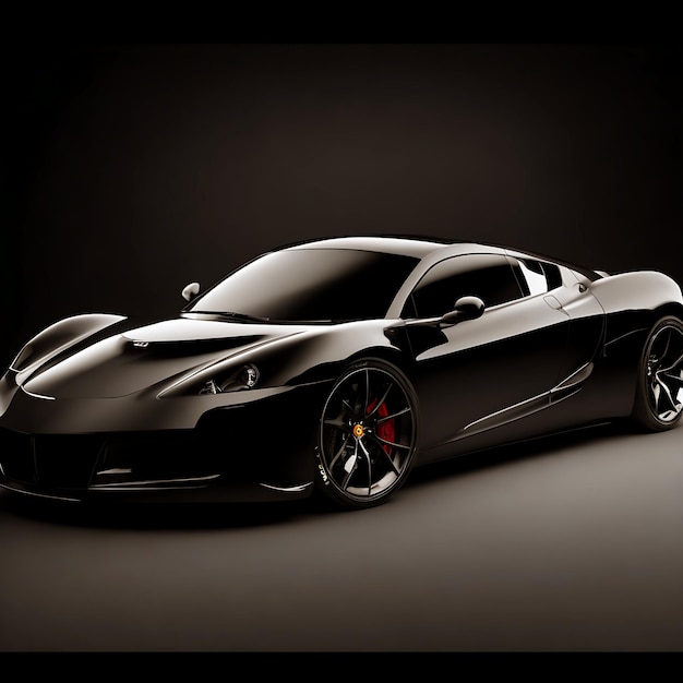 Superb Sports Black Car On Black Background Generative Ai