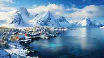 Photo superb winter view of lofoten islads beautiful seascape of norwegian sea generative ai