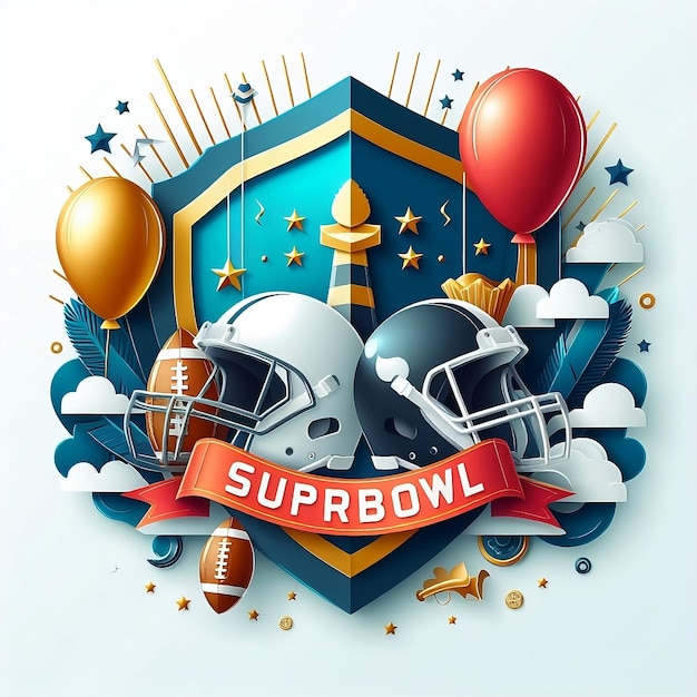 Photo superbowl sport poster with helmets in shield vector design vector illustration background