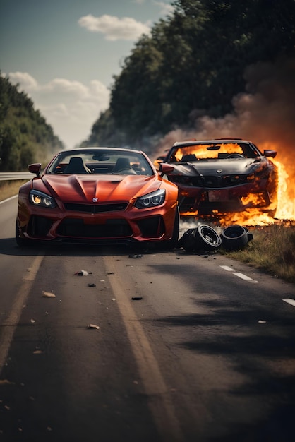 supercar-botsing op de snelweg