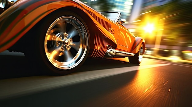 Photo a supercar speeding wallpaper ai generated