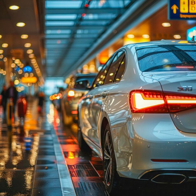 Photo supercar in urban night rain