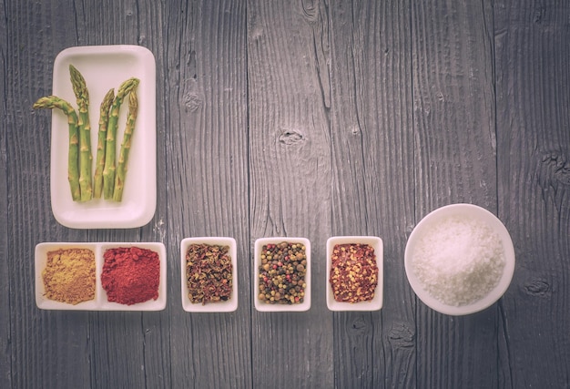 Superfoods on black stone background