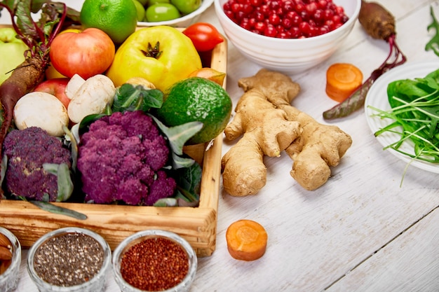 Superfoods Healthy food. Vegan diet selection.
