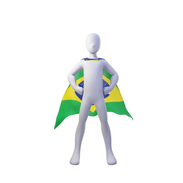 Superhero 3d render with Brazil cape.