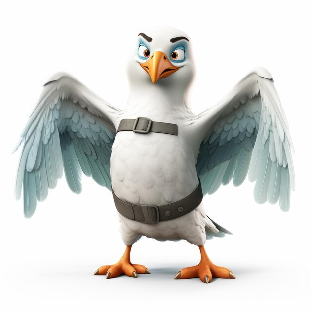 Photo superhero albatross cartoon character design with intense expressions