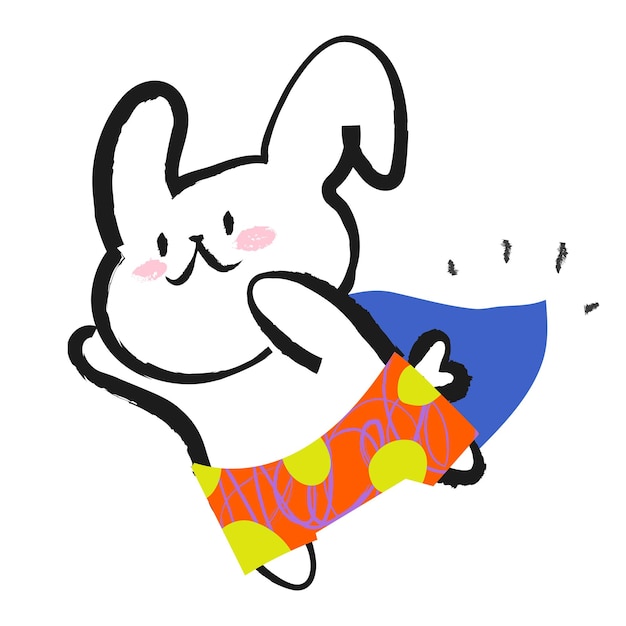 슈퍼히어로 토끼 png 스티커 투명한 배경에 다채로운 도들
