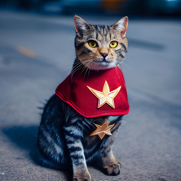 Superhero cat with cosplay