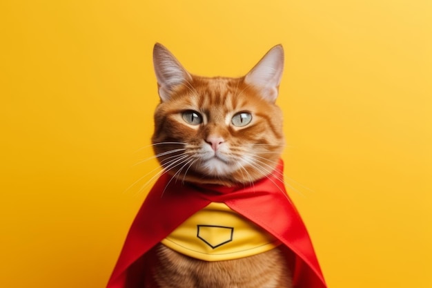 Superhero cat with a mask the concept of a superhero cat for international cat day