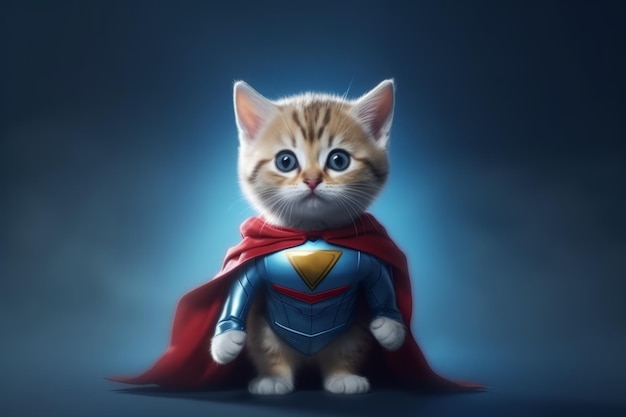 Superhero cat with a mask the concept of a superhero cat for international cat day