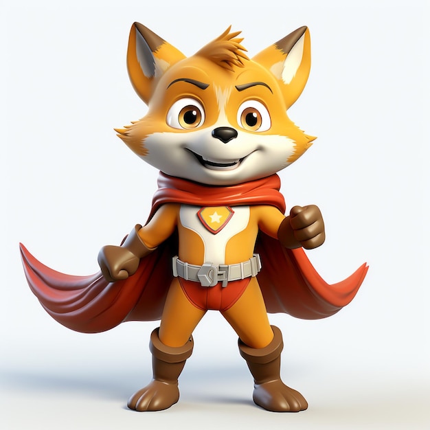 Superhero Fox Character For Psd 3 Volumetric Lighting Glossy Finish Adventure Themed