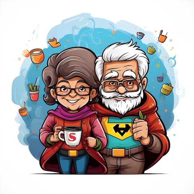 Superhero Grand Parents cute social media post in lovely template design