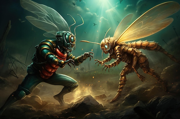 Photo superhero insects fighting crime