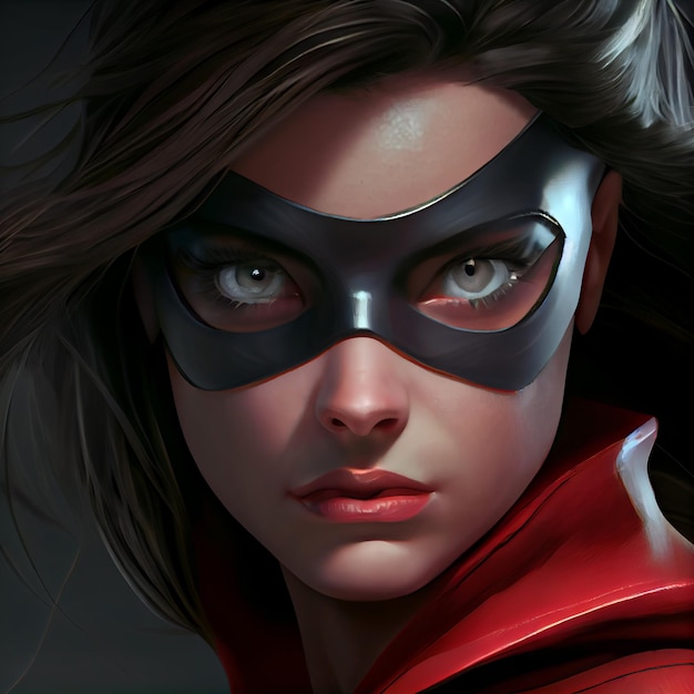 Женский портрет супергероини со сверхспособностями 3d визуализирует иллюстрацию