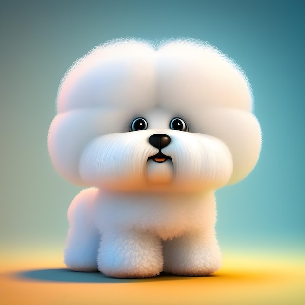 Superleuke Bichon Frise in de stijl van pixar cartoon generatieve ai