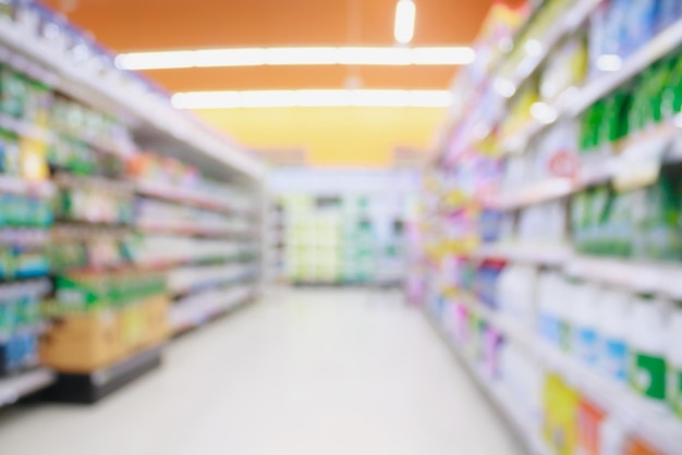 Supermarket aisle blur abstract background