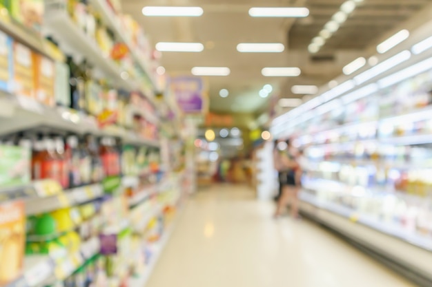 Photo supermarket aisle blurred background