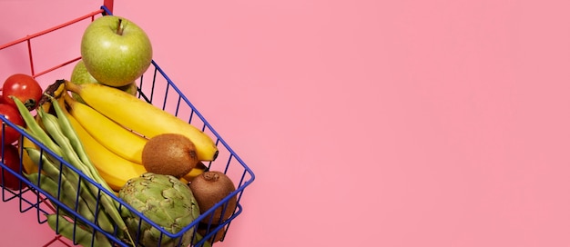 Supermarket banner with food