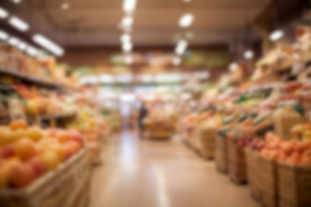 Supermarket blur background with bokeh defocused lights and shadow