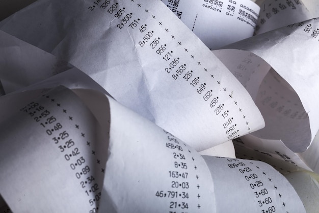 Supermarket check with numbers, close-up view