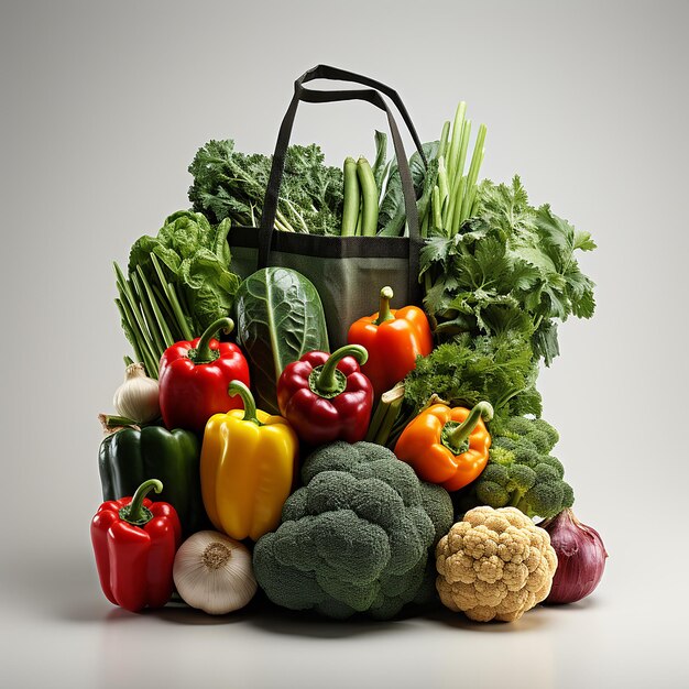 supermarket paper bag full of healthy food