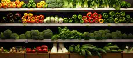 Photo supermarket shelf with vegetables