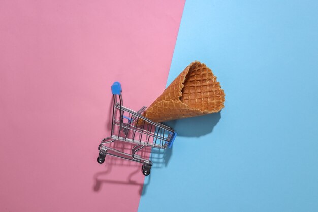 Supermarket trolley with Ice cream waffle cone 